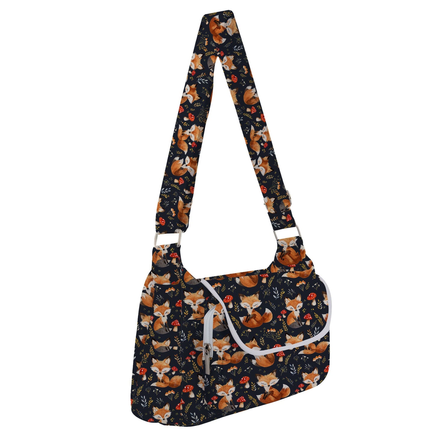 Fox and Mushrooms on Navy - Digital Seamless Pattern