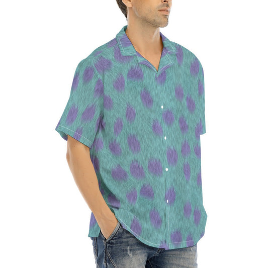 Turquoise Monster Spots - Men's Hawaiian Button Up Shirt