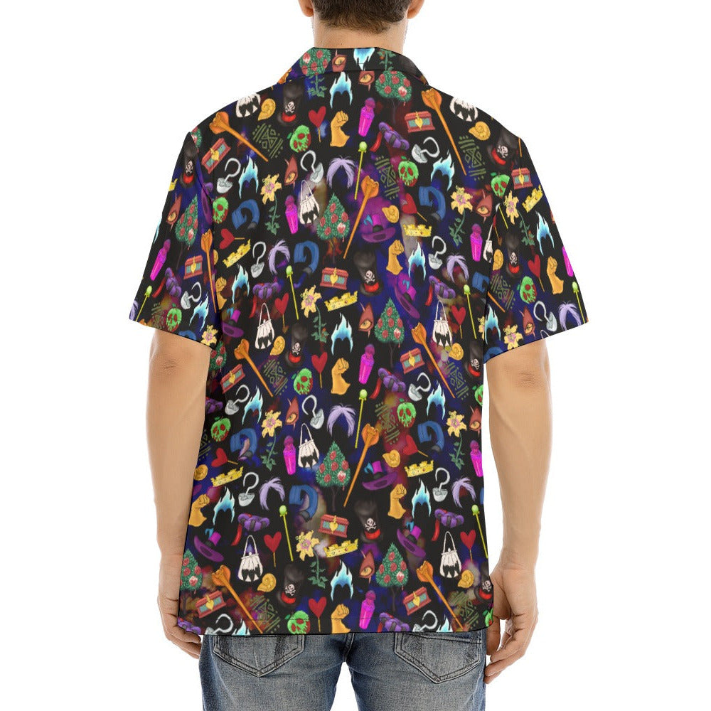 Villainous Icons Collage - Men's Hawaiian Button Up Shirt