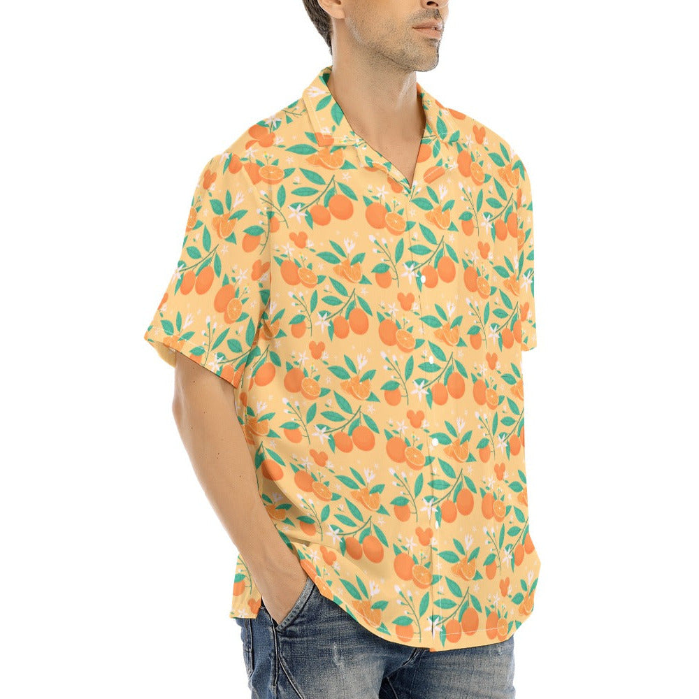 Hidden Citrus Delight - Men's Hawaiian Button Up Shirt