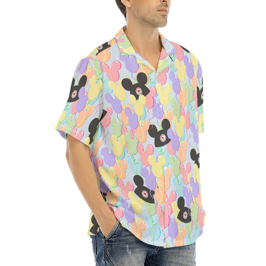 Pastel Mouse Ear Balloons - Men's Hawaiian Button Up Shirt