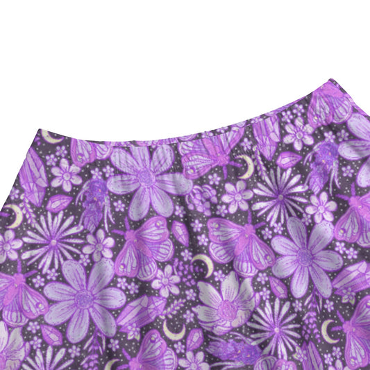Purple Crystal Moths - Women's Pocket Midi Skirt