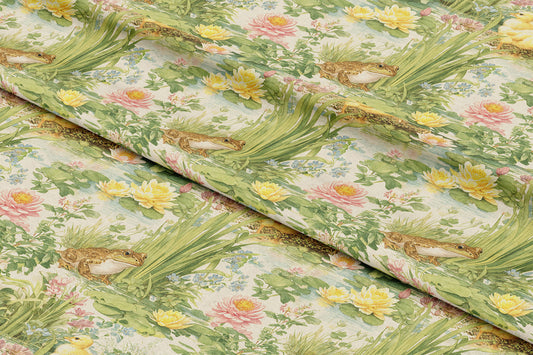 Lily Pond Ducklings and Frogs - Digital Seamless Pattern