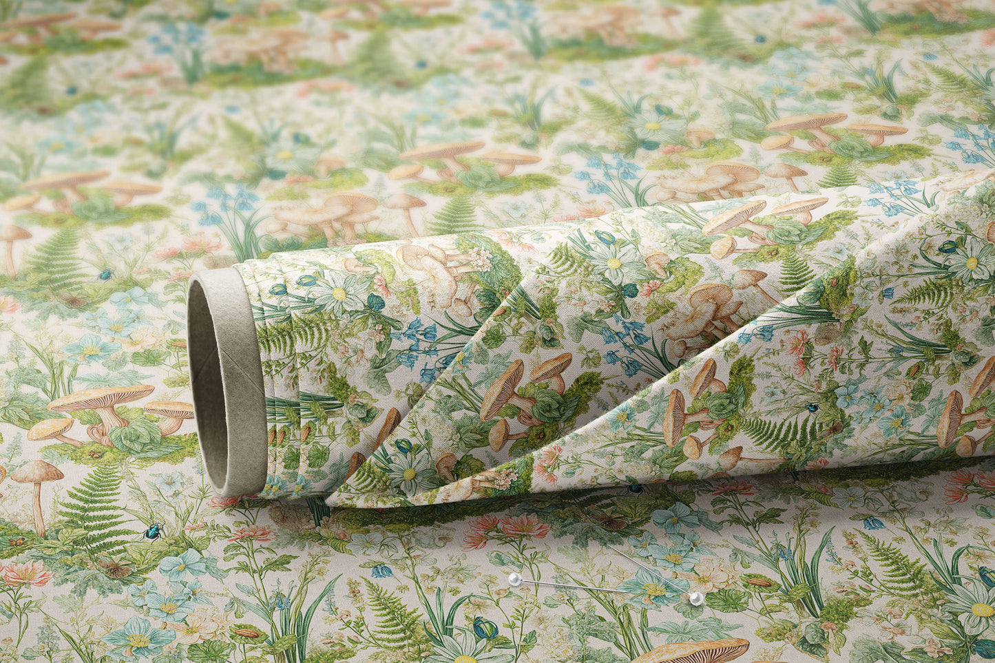 Vintage Woodland Flowers and Mushrooms - Digital Seamless Pattern