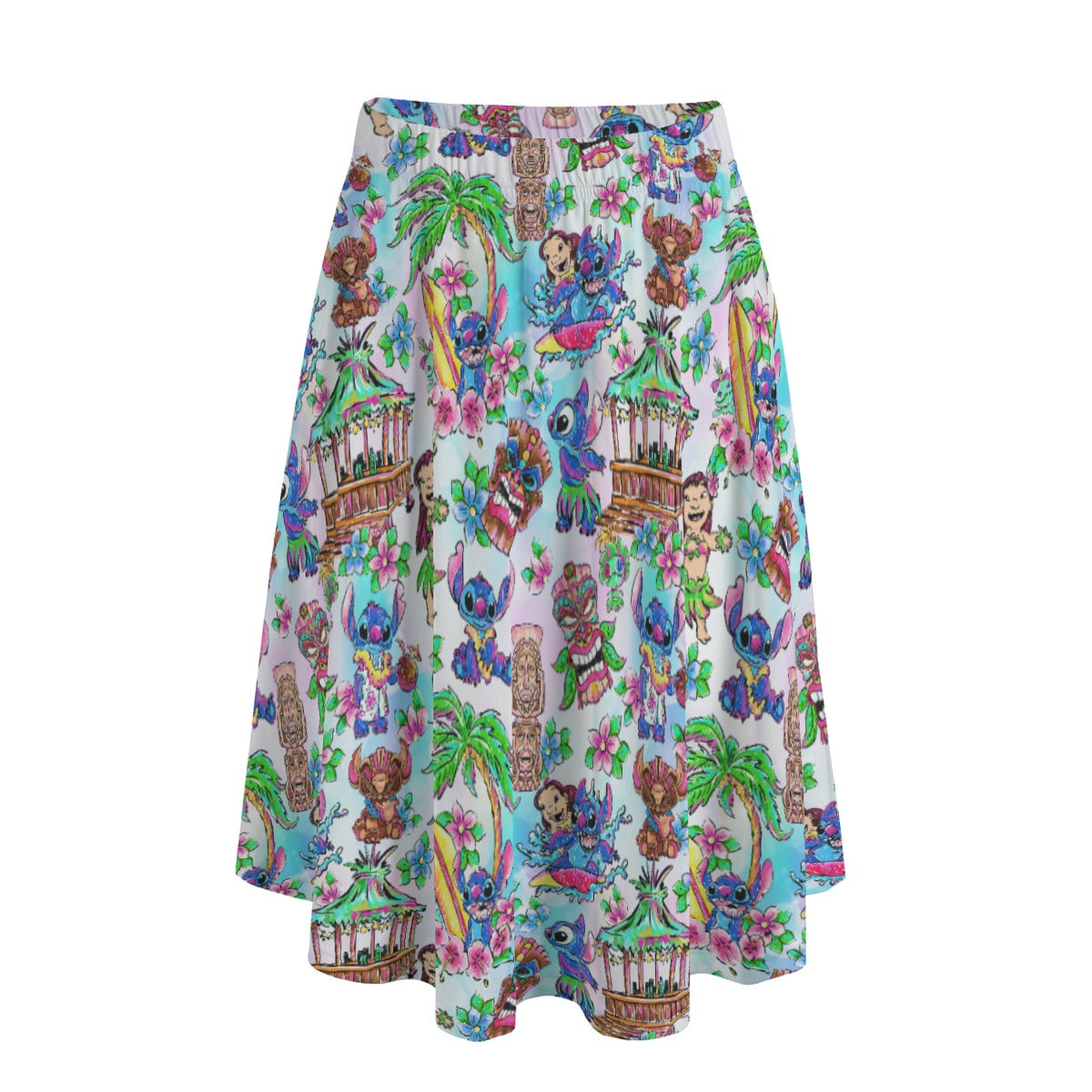 Bright Island Chaos Hand Drawn - Women's Pocket Midi Skirt