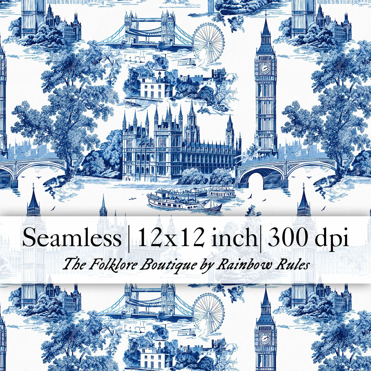 London in Toile de Jouy Style - Digital Seamless Pattern