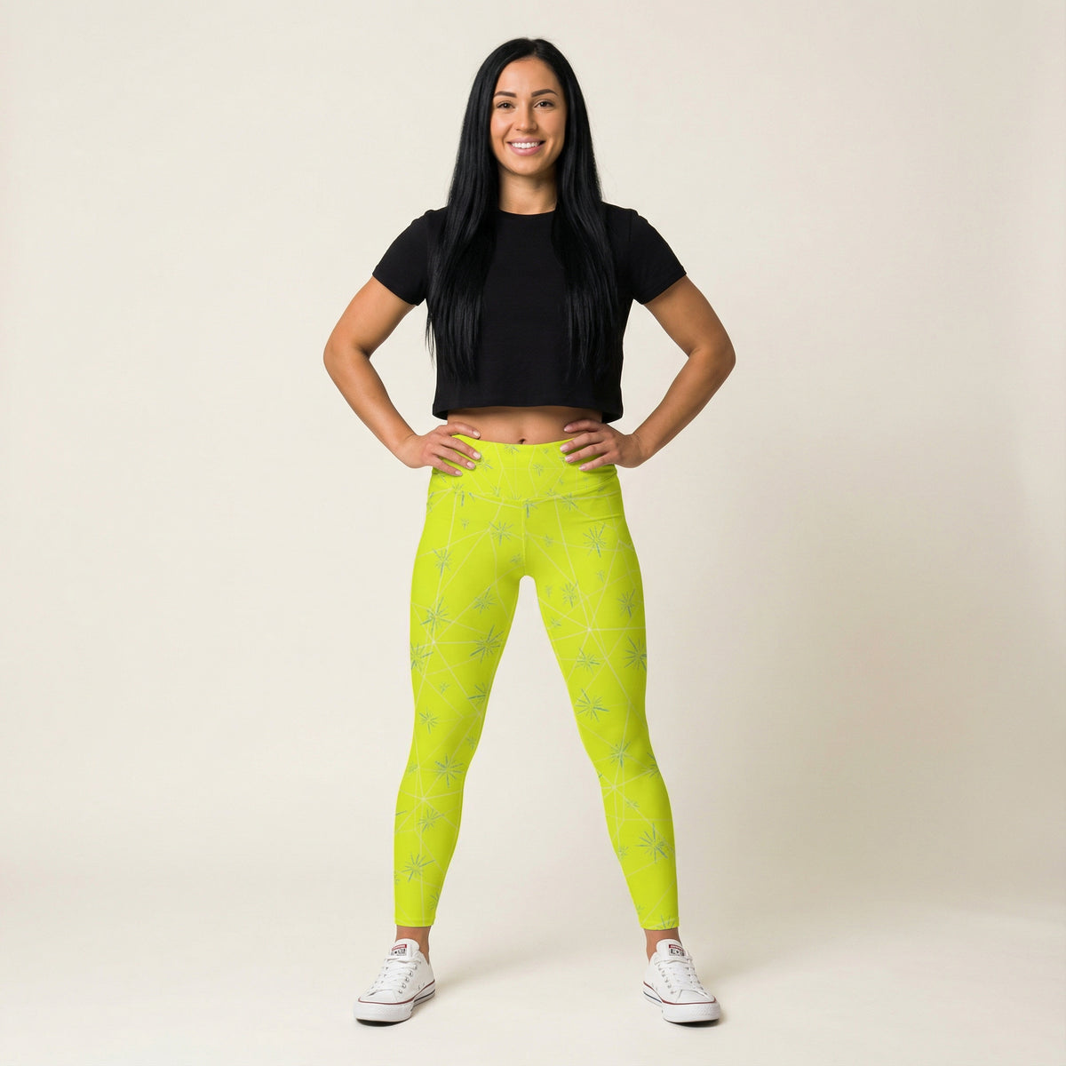 Joyful Blue & Yellow Florals - Women's Yoga Leggings