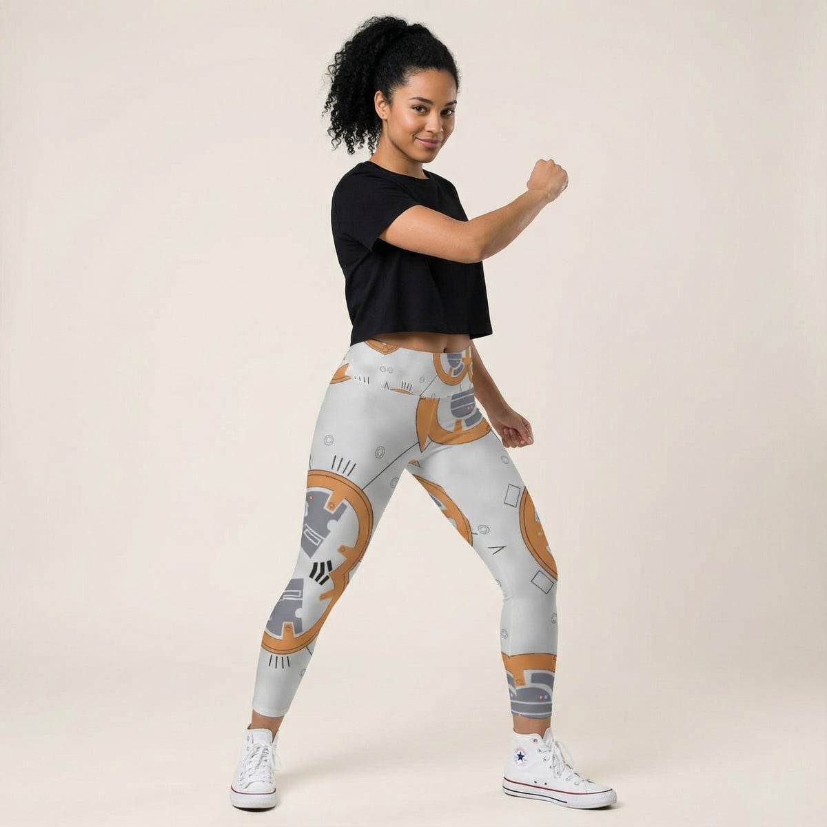 Little Round Droid - Women's Yoga Leggings