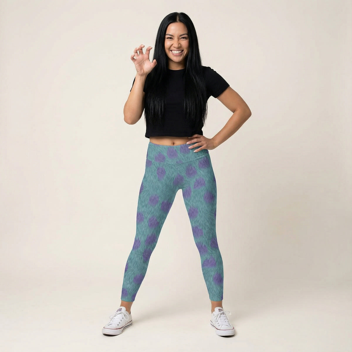 Turquoise Monster Spots - Women's Yoga Leggings