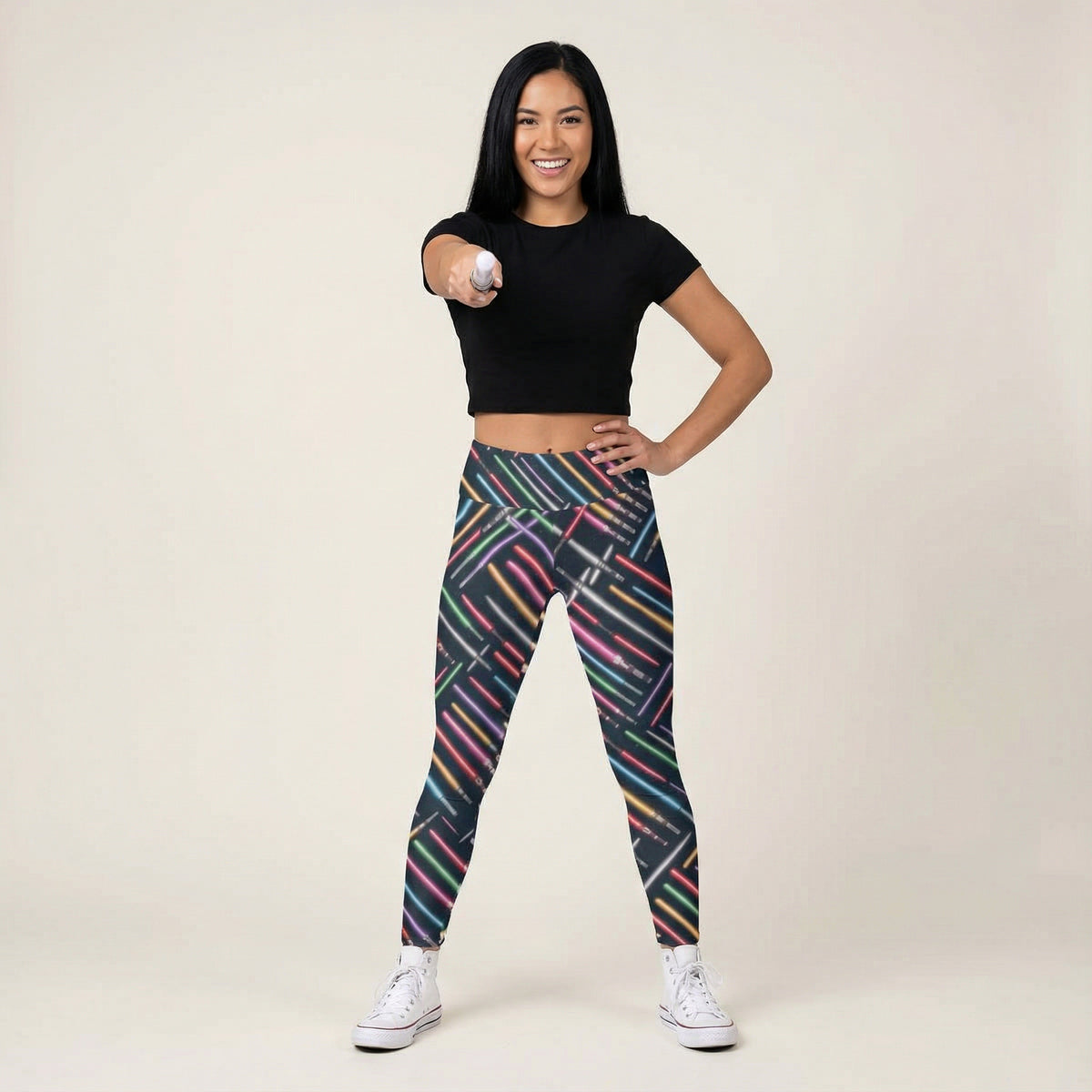 Vibrant Galaxy Sabers - Women's Yoga Leggings