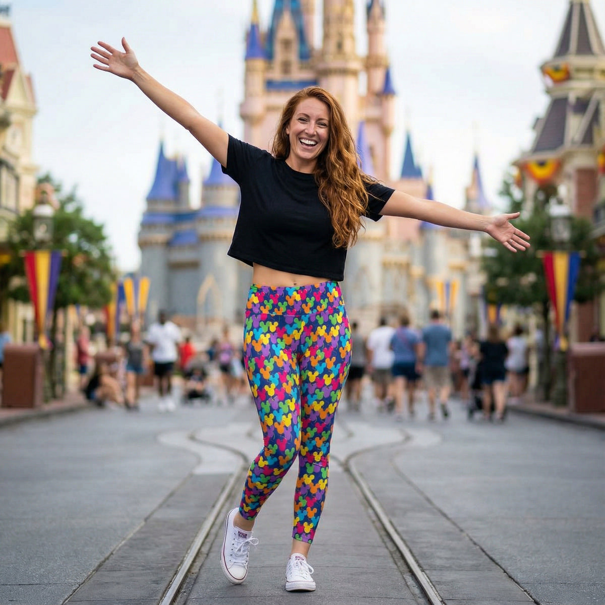 Bright Mouse Ear Balloons - Women's Yoga Leggings