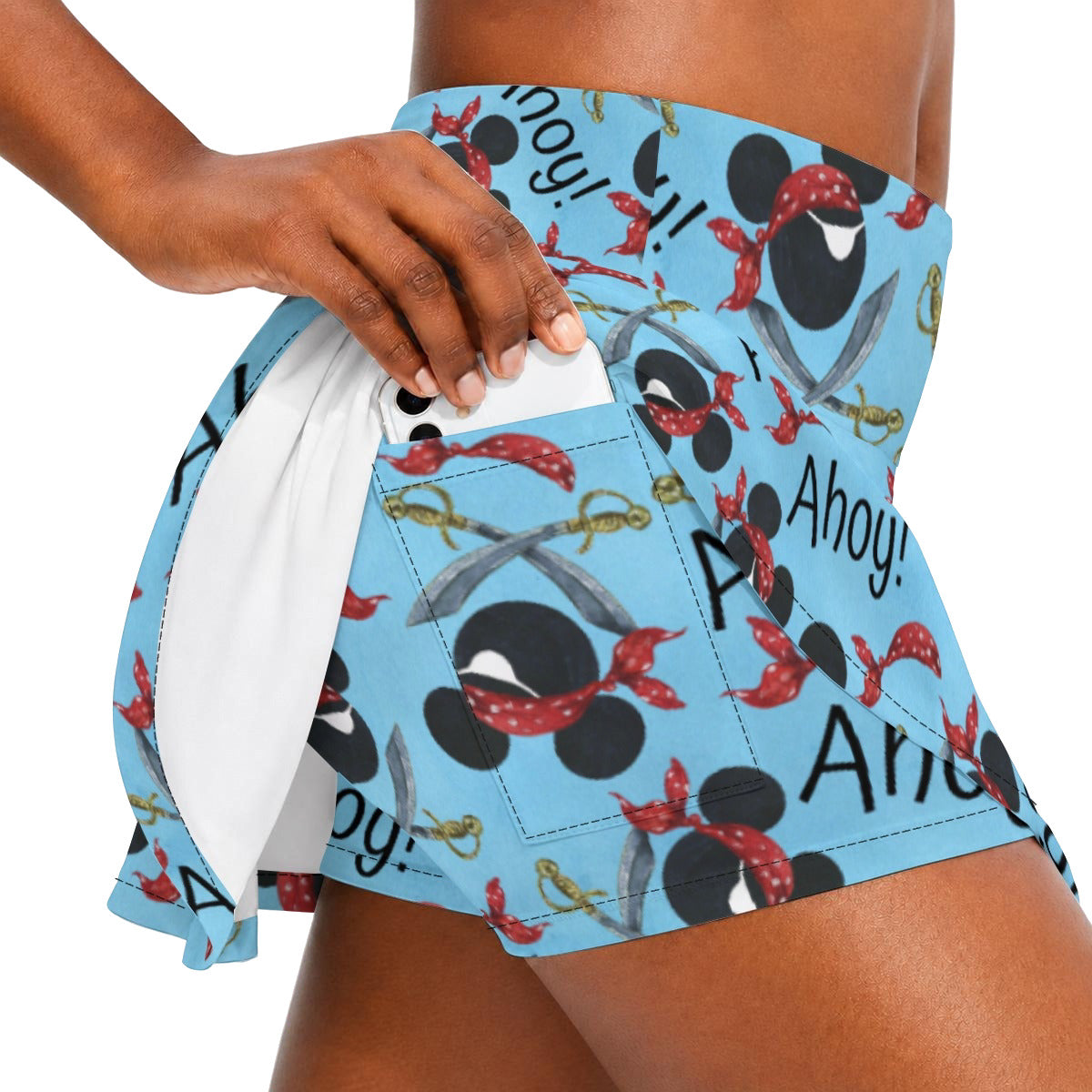 Pirate Mouse Ahoy! - Women’s Athletic Skater Skort with Pockets