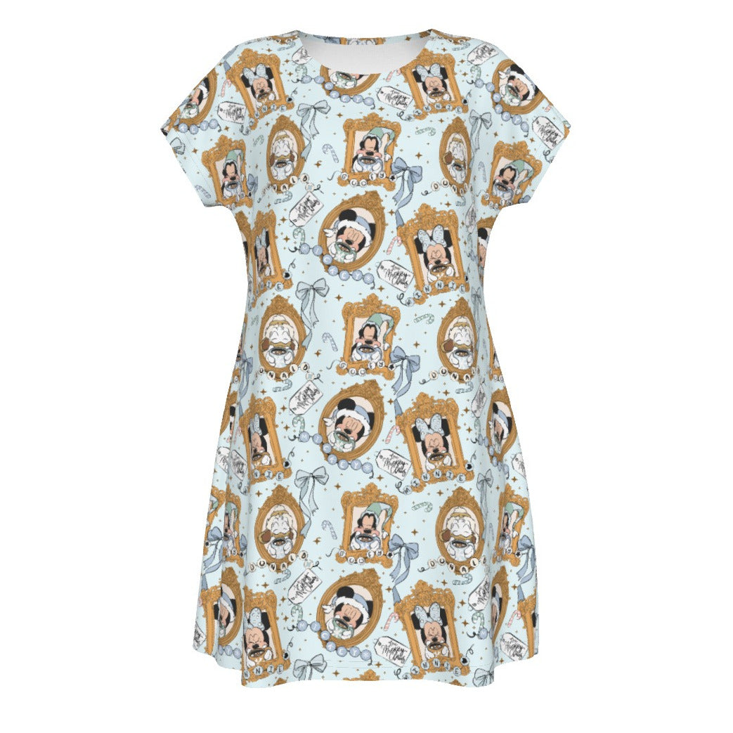 Classic Cartoon Merry Hot Coco - Women's T-Shirt Dress