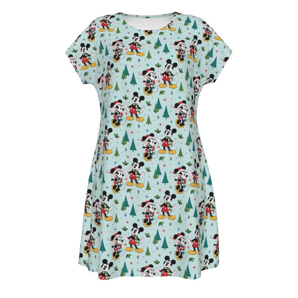 Mouse Friends Evergreen Stroll - Women's T-Shirt Dress