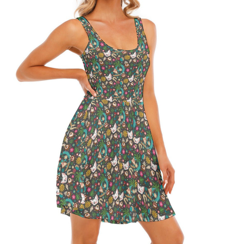 Polynesian Princess Icons - Women's Sleeveless Pocket Skater Dress