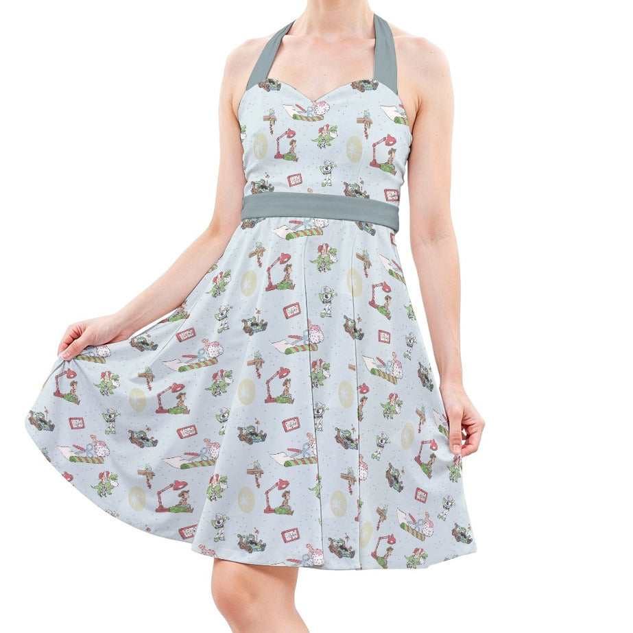 Toybox Tinsel Tangle - Women's Halter Vintage Pocket Dress