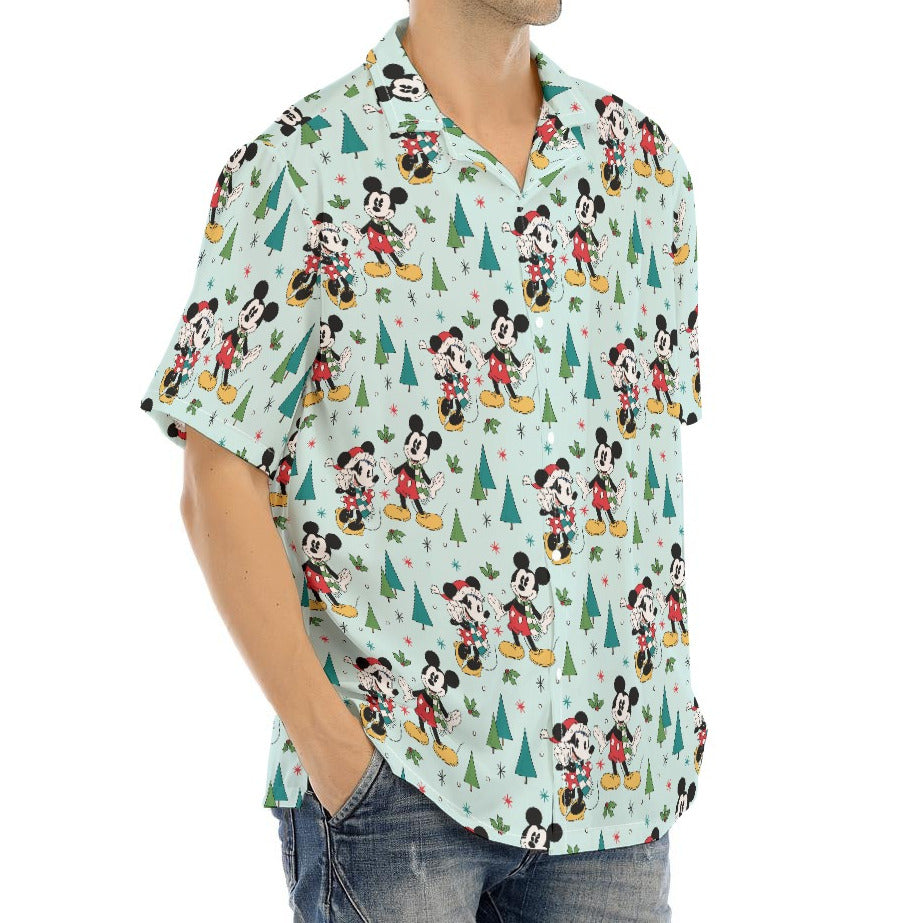 Mouse Friends Evergreen Stroll - Men's Hawaiian Button Up Shirt