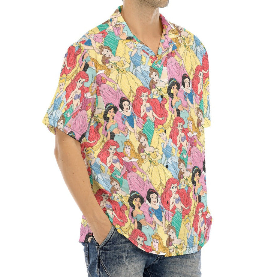 Royal Princess Sketches - Men's Hawaiian Button Up Shirt