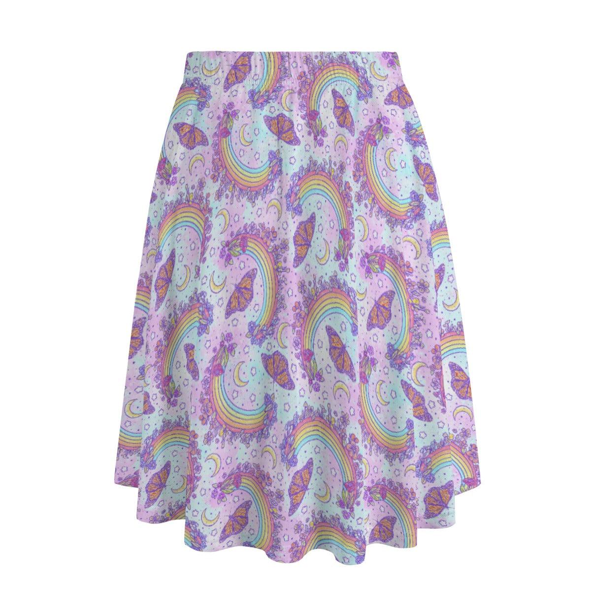 Monarch Butterflies & Rainbows - Women's Pocket Midi Skirt