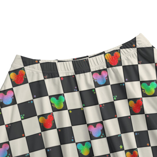 Rainbow Checker Mouse Ears - Women's Pocket Midi Skirt