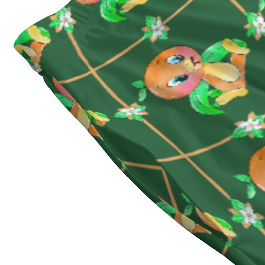 Geometric Citrus Delight - Women's Pocket Midi Skirt