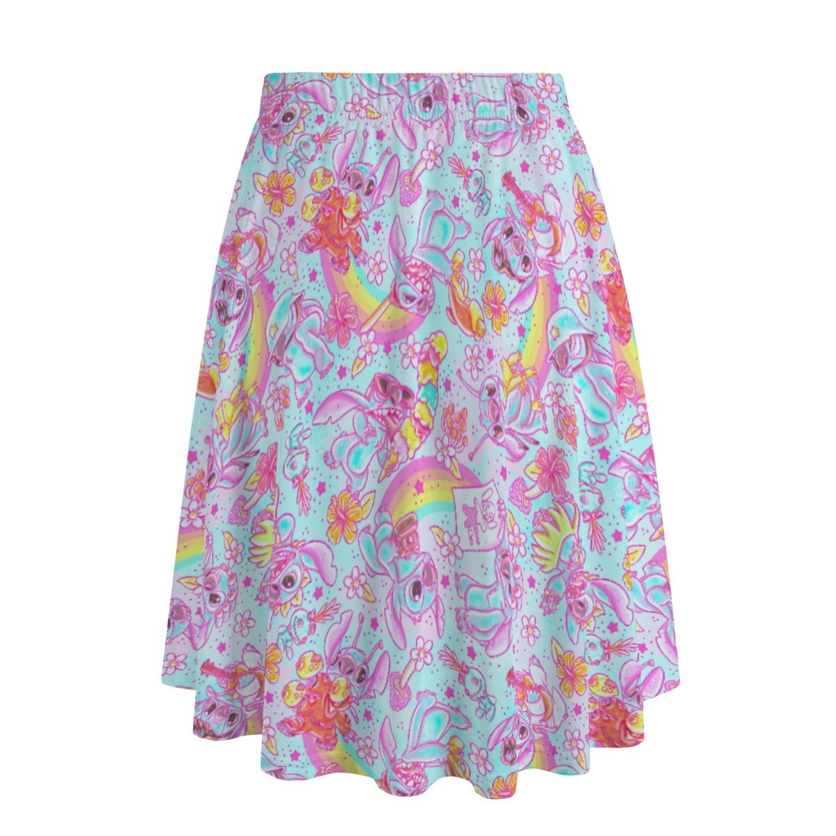 Neon Rainbow Mischief - Women's Pocket Midi Skirt