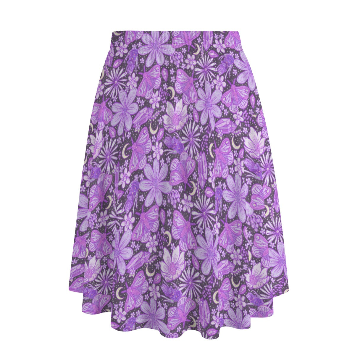 Purple Crystal Moths - Women's Pocket Midi Skirt