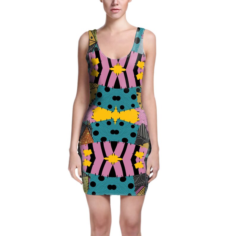 Bodycon Dress - S - Ragdoll Patchwork Sally Disney Nightmare Before Christmas Inspired- READY TO SHIP
