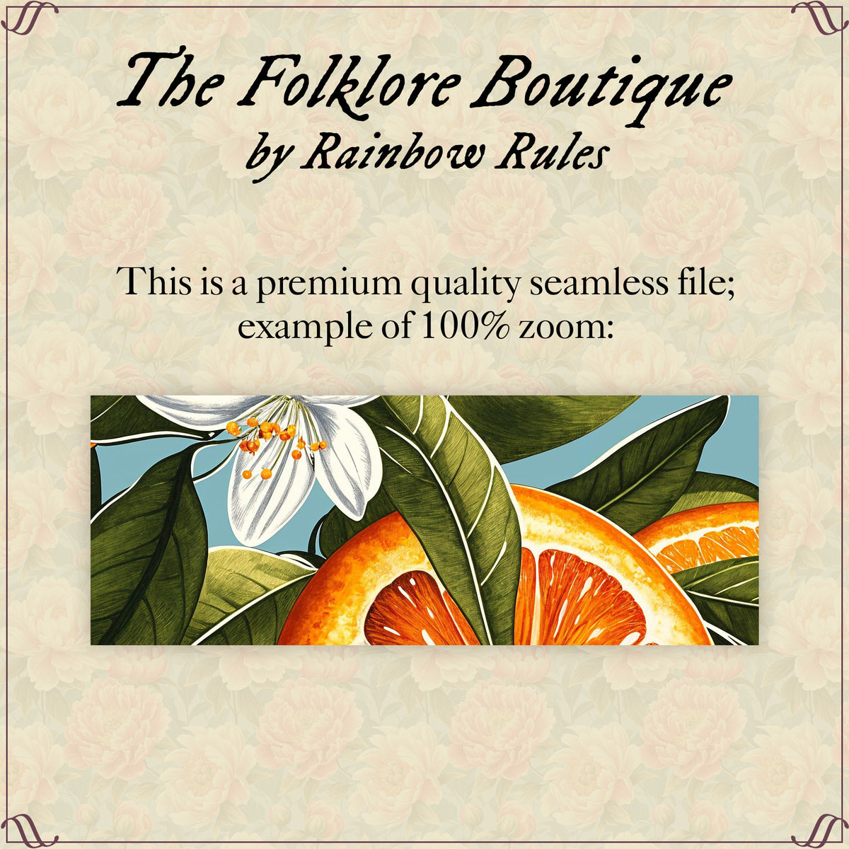 Vintage Oranges on Blue - Digital Seamless Pattern