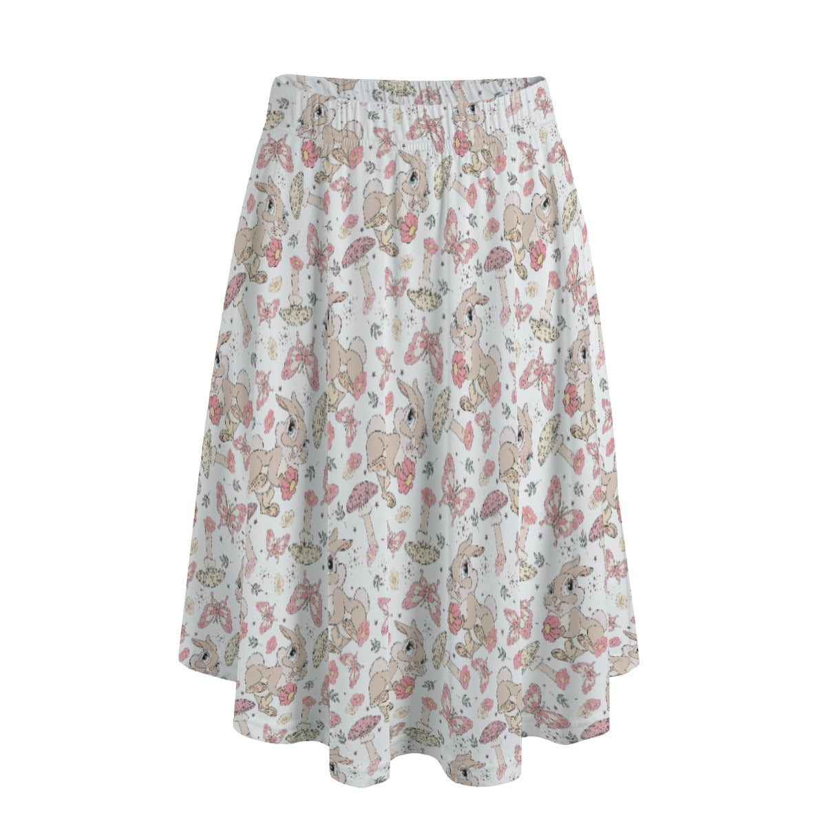 Woodland Bunny Cottagecore - Women's Pocket Midi Skirt