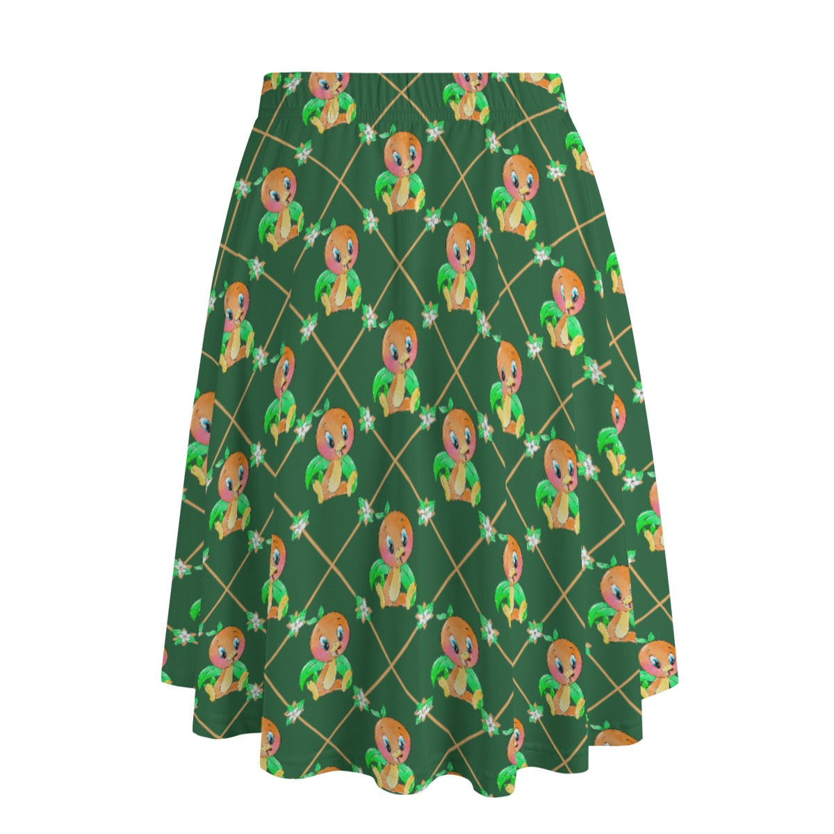 Geometric Citrus Delight - Women's Pocket Midi Skirt