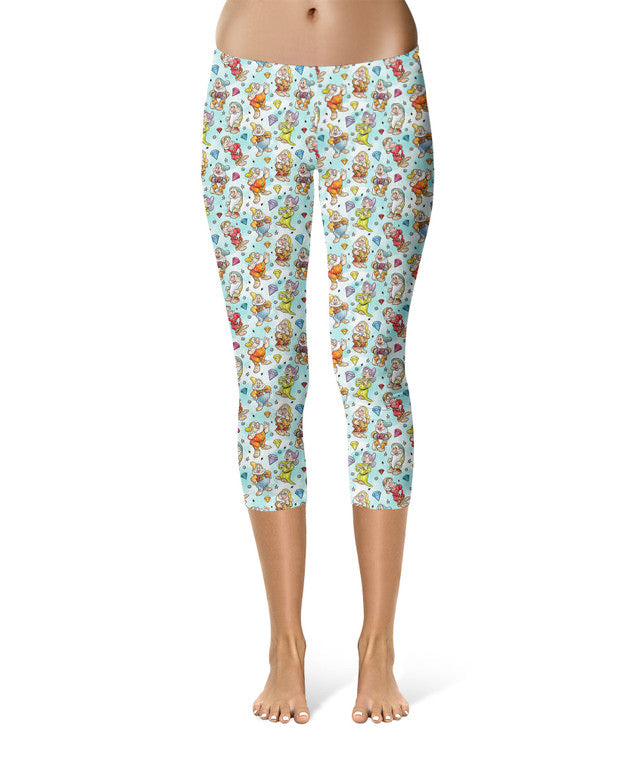 Sport Waist Capri Leggings - 2XL - Snow White and the Seven Dwarfs Sketched - READY TO SHIP