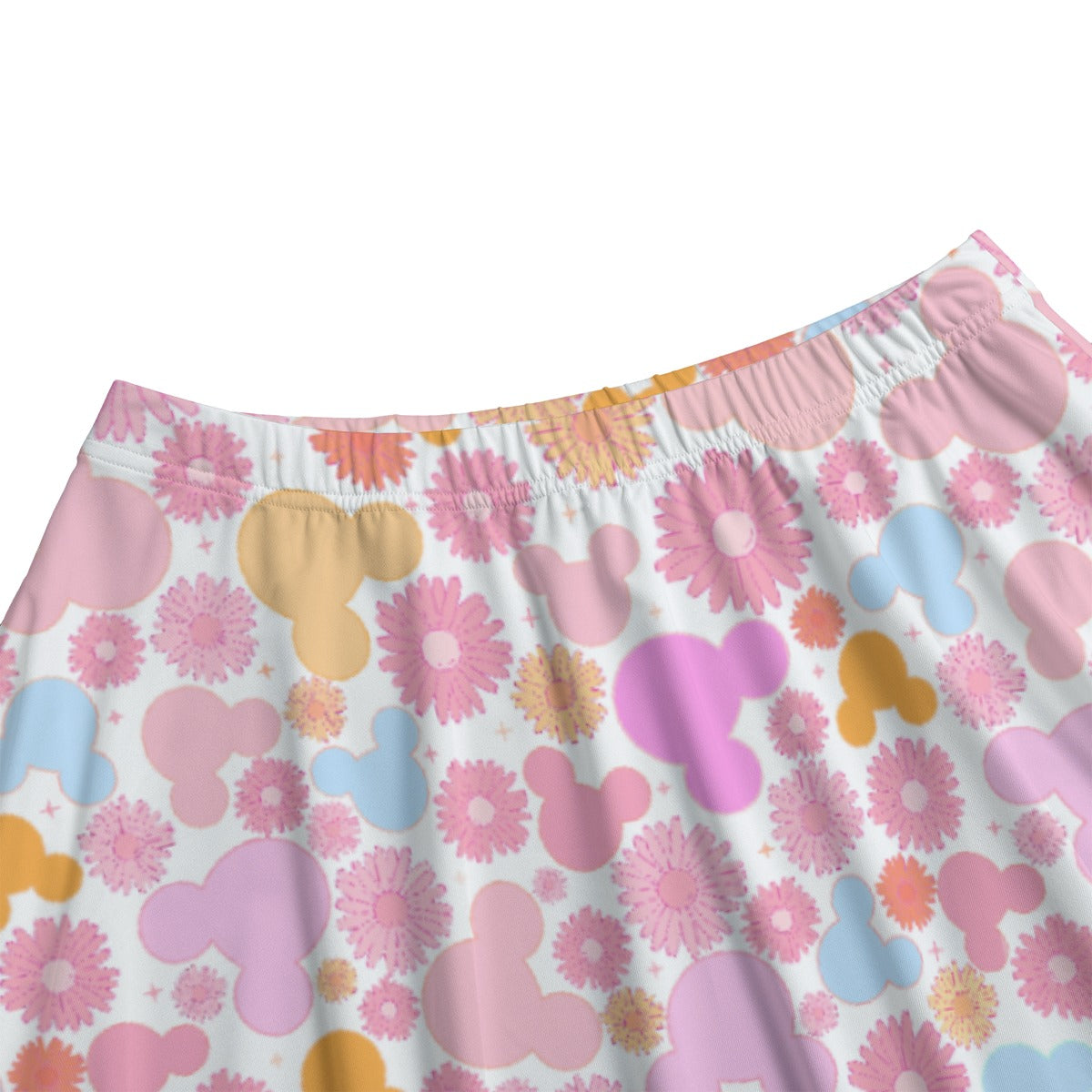 Retro Floral Mouse - Women's Pocket Midi Skirt