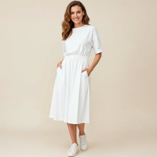 Pick Any Print from our Shop - Women’s Elastic Waist Pocket Midi Dress
