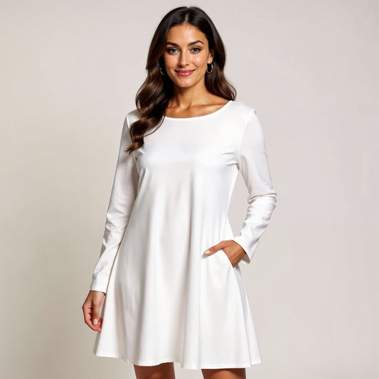 Pick Any Print from our Shop - Women's Long Sleeve A-Line Pocket Dress