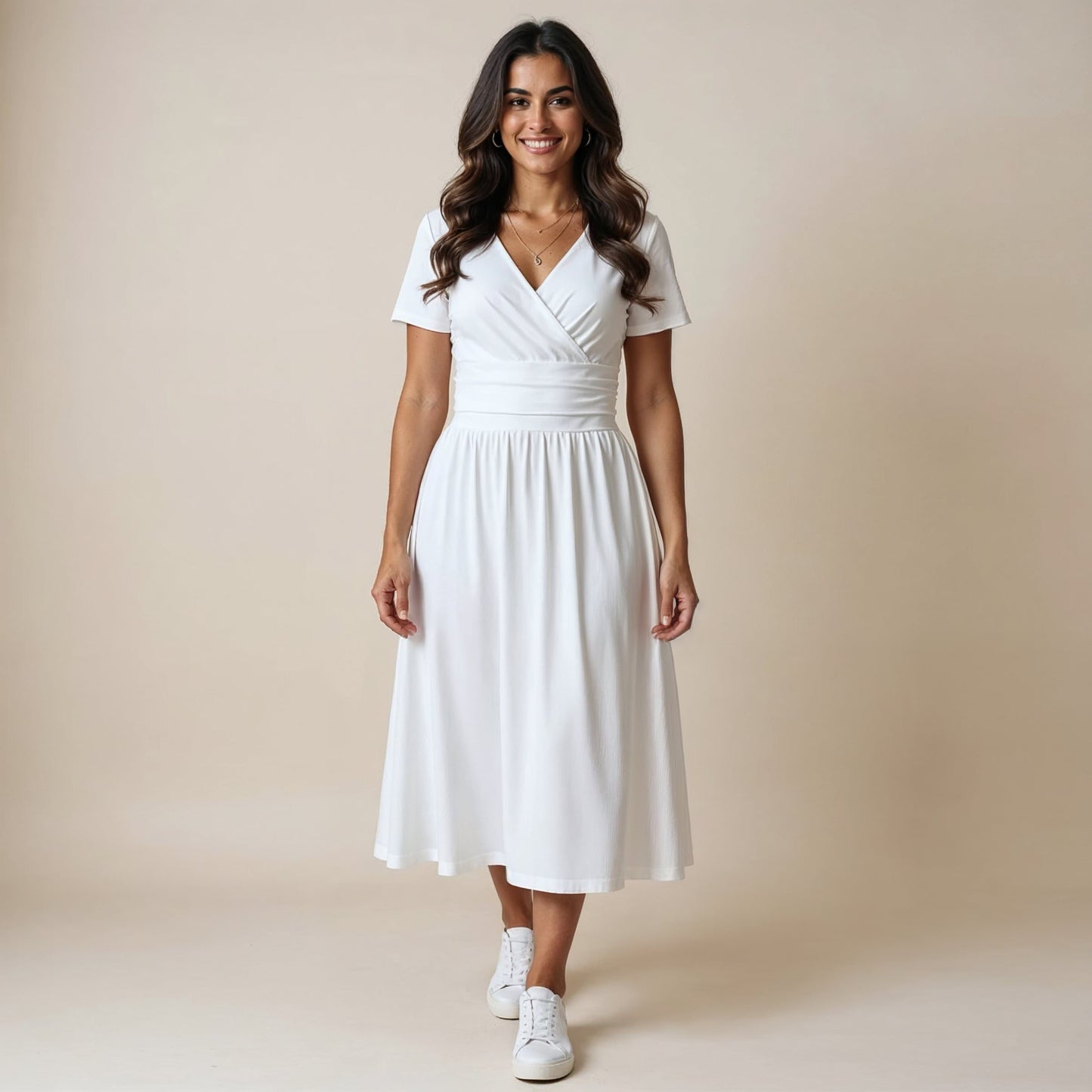 Pick Any Print from our Shop - Women's V-Neck Ruched Midi Dress