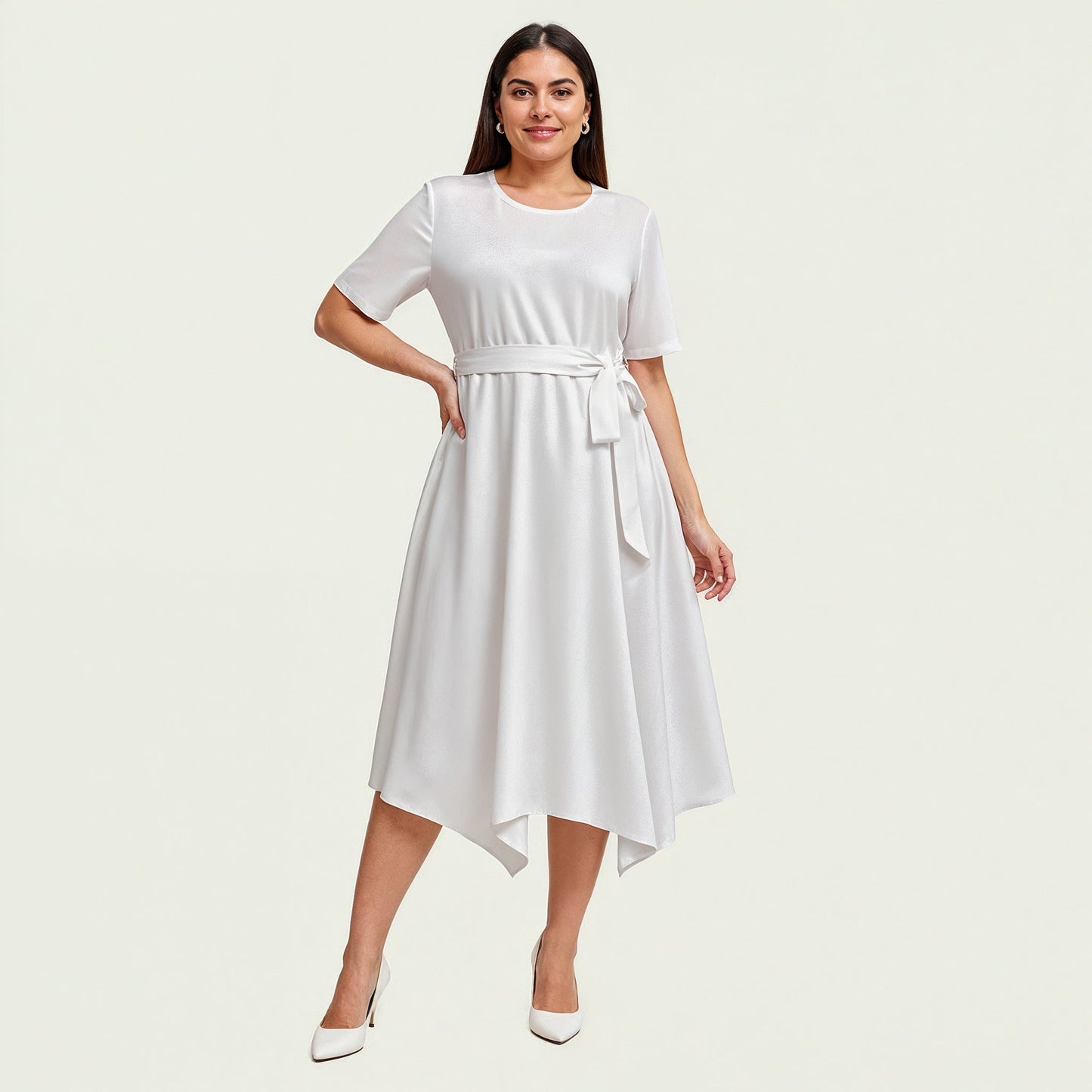 Pick Any Print from our Shop - Women's Short Sleeve Belted Midi Dress