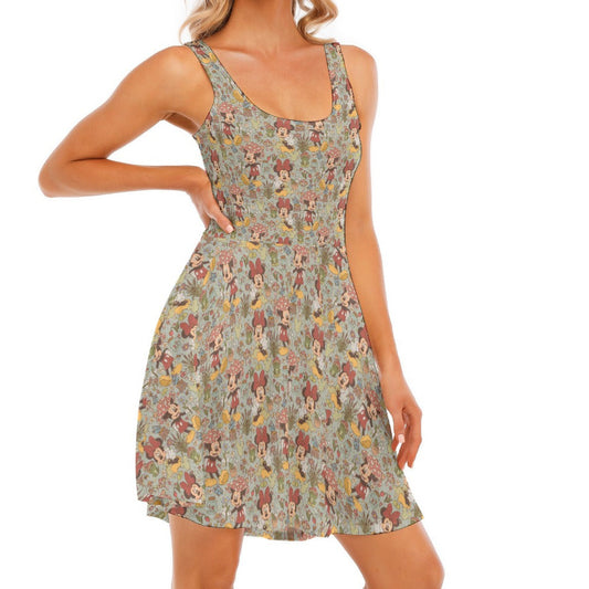 Woodland Frolics Cottagecore - Women's Sleeveless Pocket Skater Dress