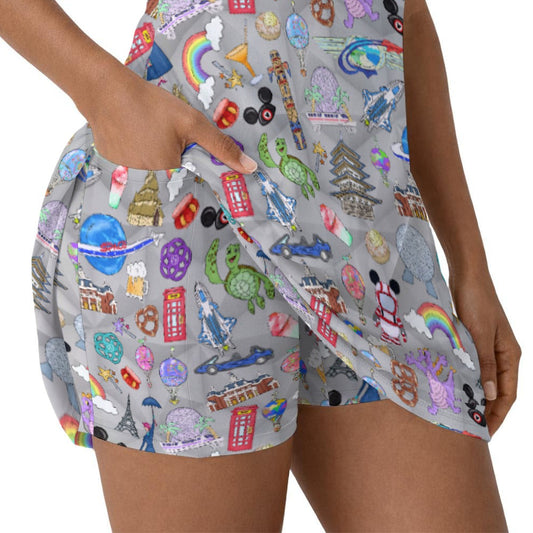 EC Around The World Experience - Women’s Sleeveless Athletic Skater Dress with Built-In Shorts