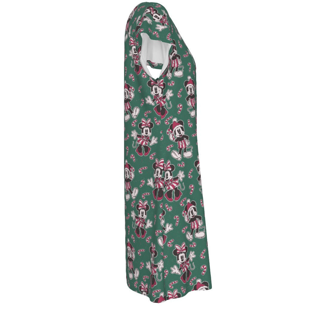 Mouse and Bow Peppermint Pals - Women's T-Shirt Dress
