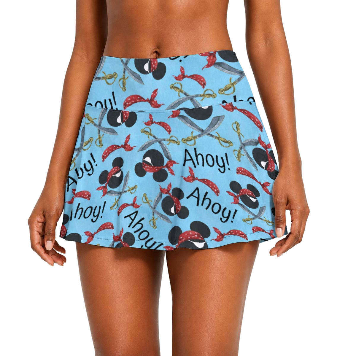 Pirate Mouse Ahoy! - Women’s Athletic Skater Skort with Pockets