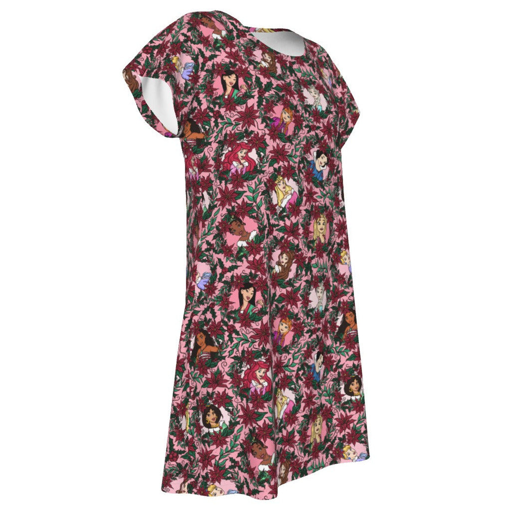 Poinsettia Princess Posse - Women's T-Shirt Dress