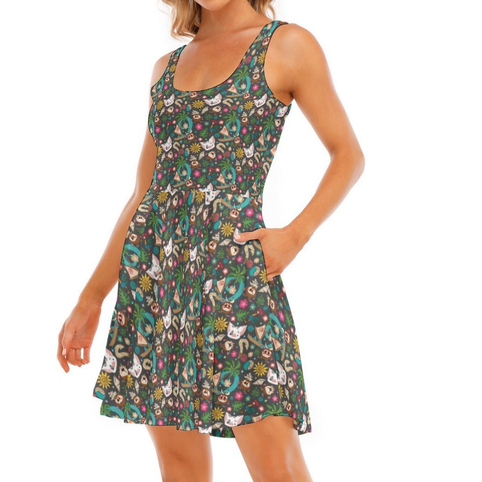 Polynesian Princess Icons - Women's Sleeveless Pocket Skater Dress