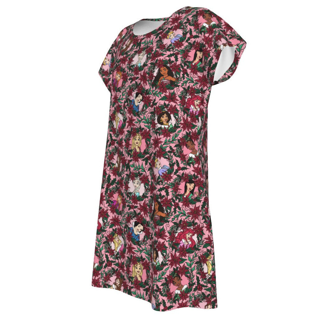 Poinsettia Princess Posse - Women's T-Shirt Dress