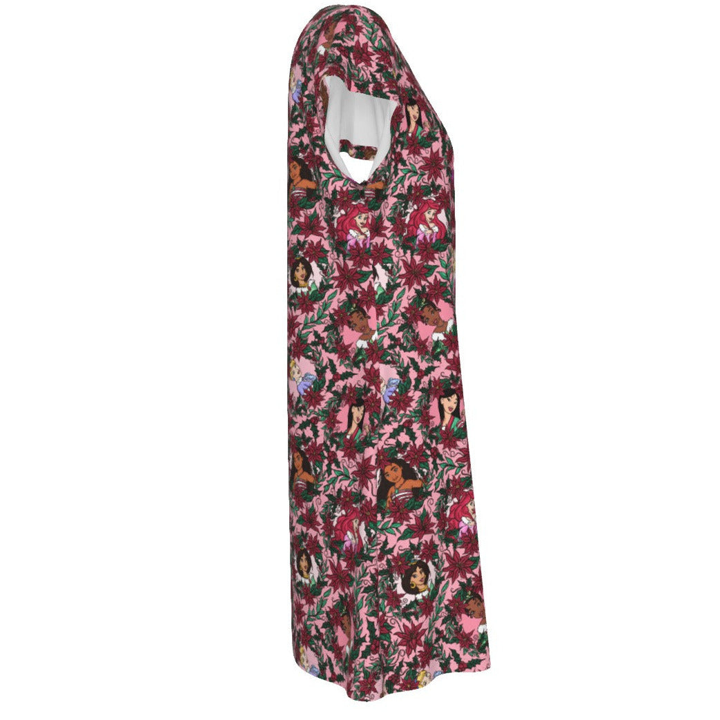 Poinsettia Princess Posse - Women's T-Shirt Dress