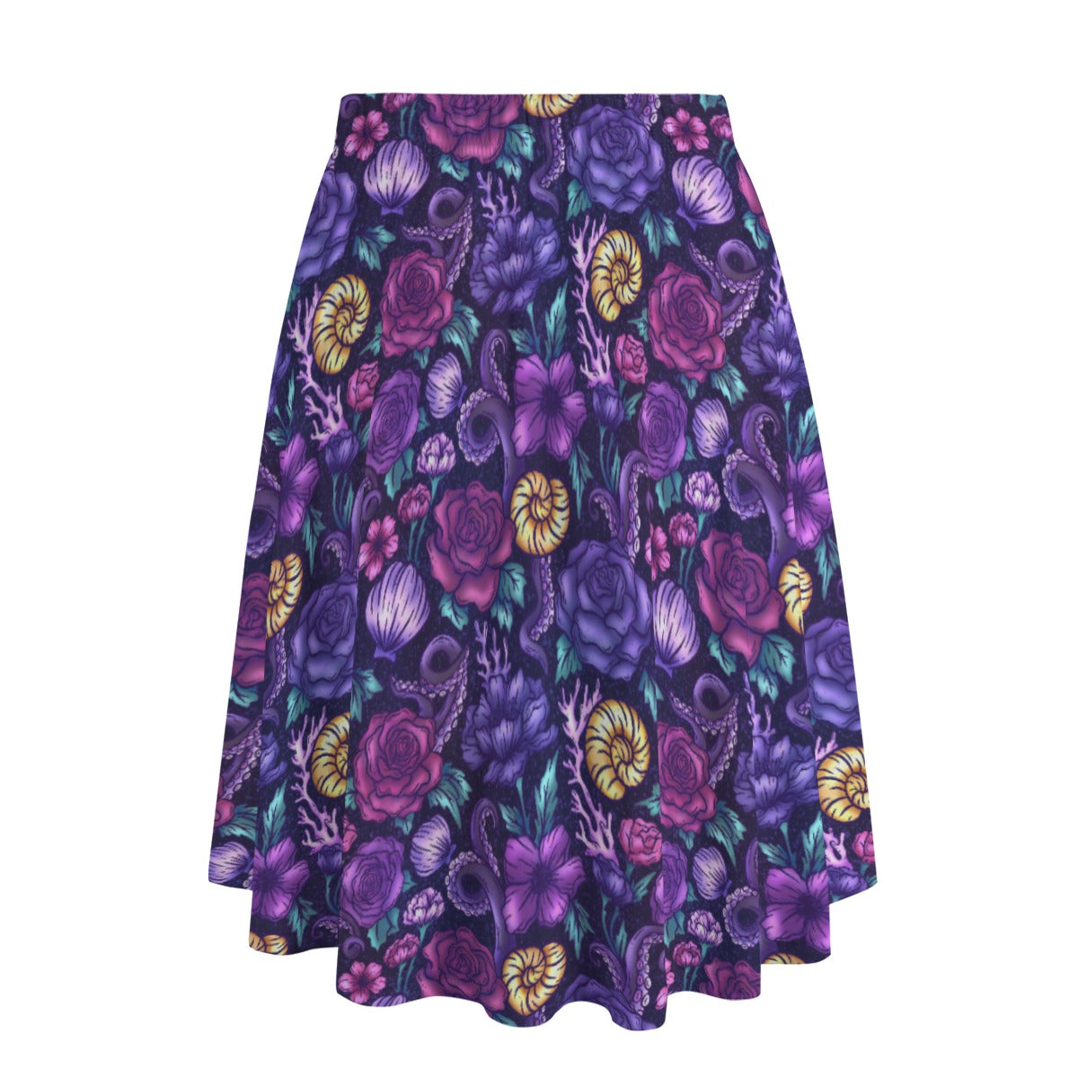 Fairytale Florals – Dark Sea Witch - Women's Pocket Midi Skirt
