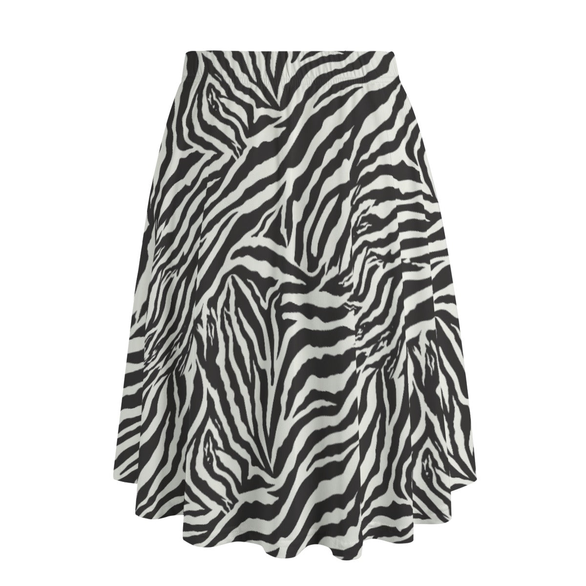 Animal Print - Zebra - Women's Pocket Midi Skirt