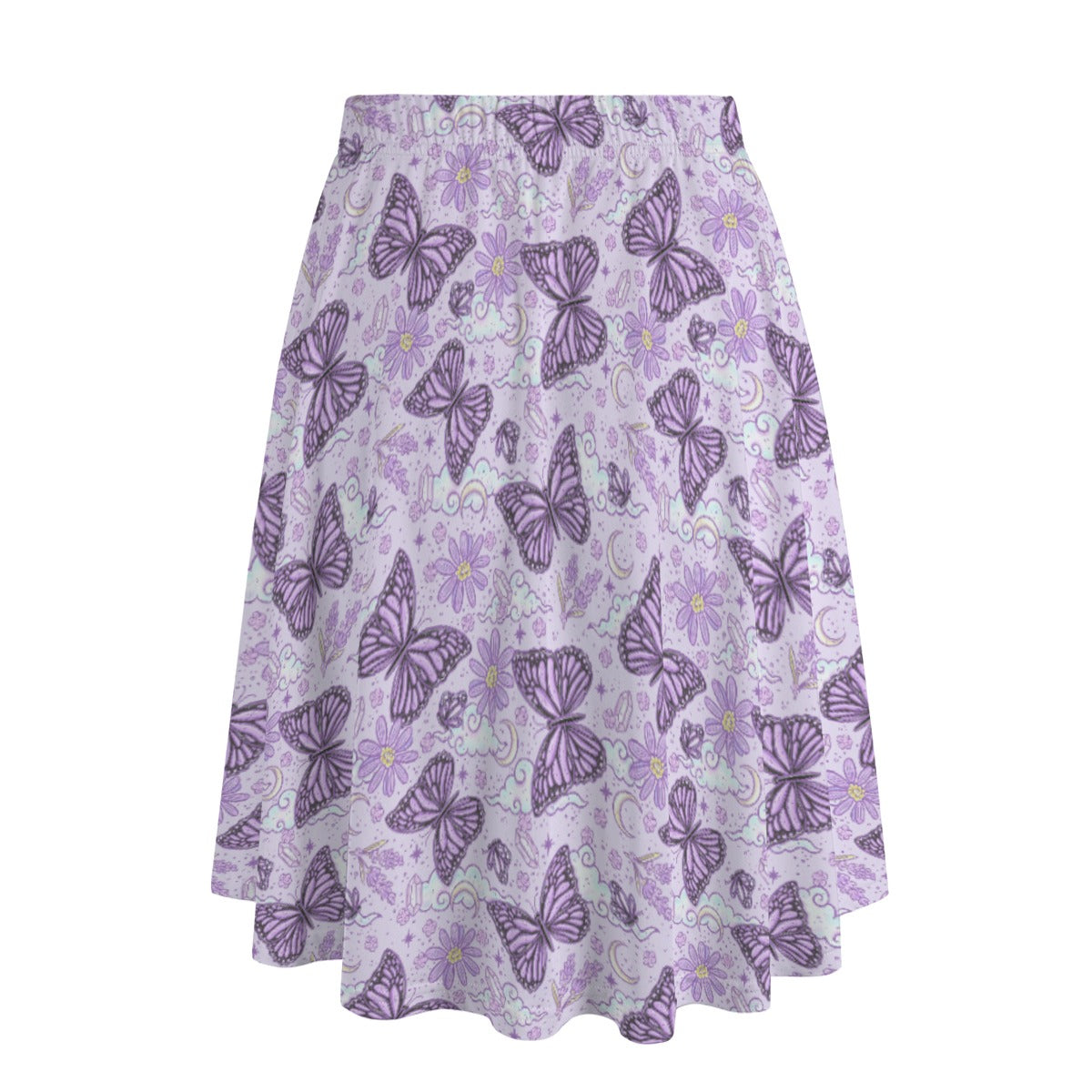 Lavender Butterflies - Women's Pocket Midi Skirt