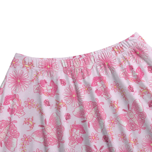 Pink Mushroom Moths - Women's Pocket Midi Skirt