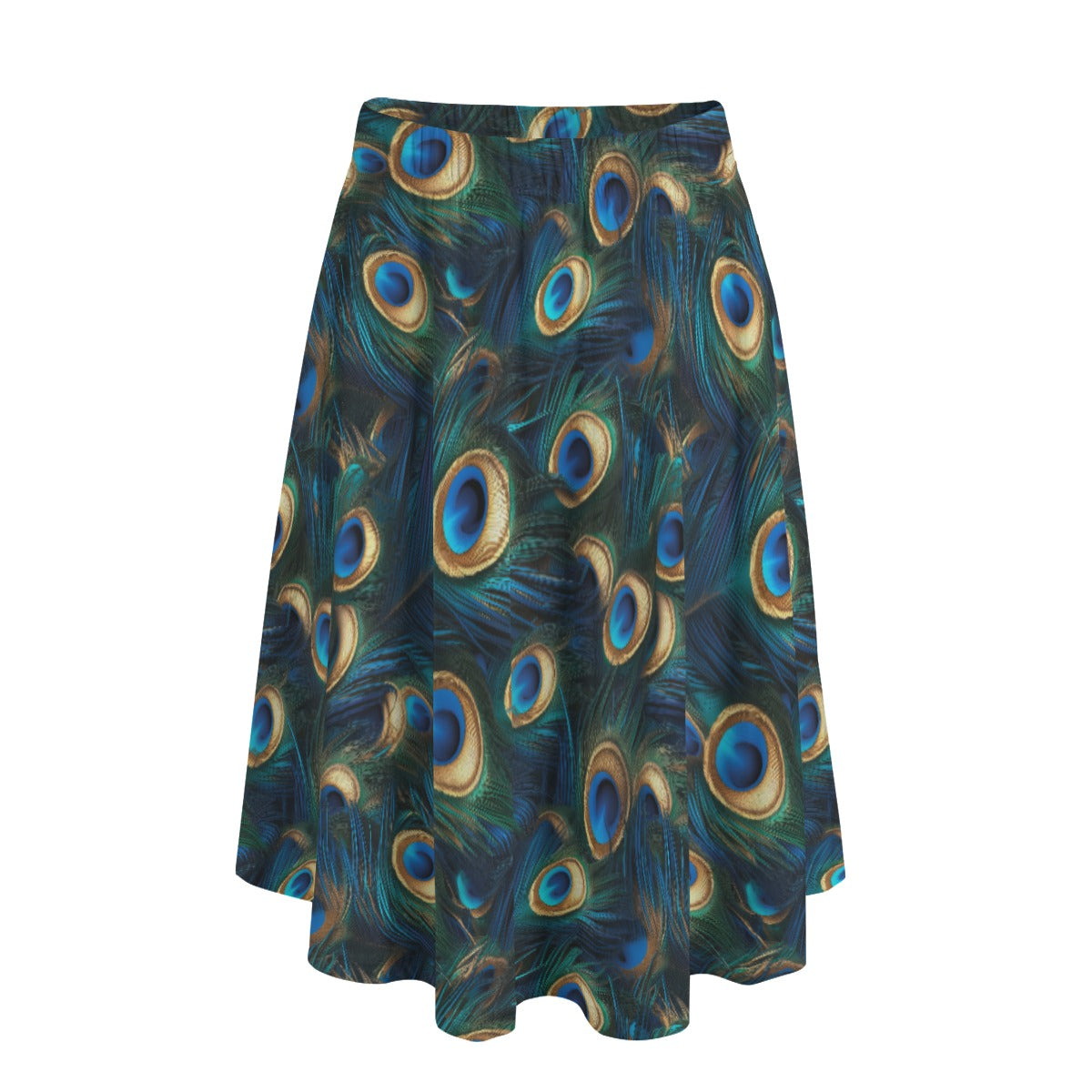 Animal Print - Peacock - Women's Pocket Midi Skirt
